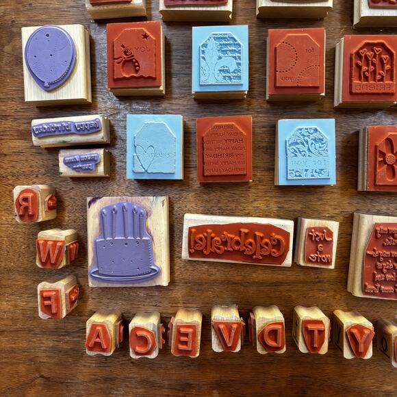 Craft lot of stamps (35) variety holiday gift tags new baby alphabet letters - Picture 9 of 13